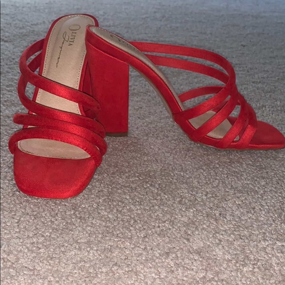 Red Block Heels - Picture 2 of 6